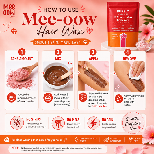 Meeoow Hair Removal Wax Powder Pack of 2 (Get Free Wipes)