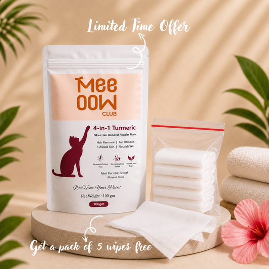 Meeoow Hair Removal Wax Powder (White) + Free Wipes